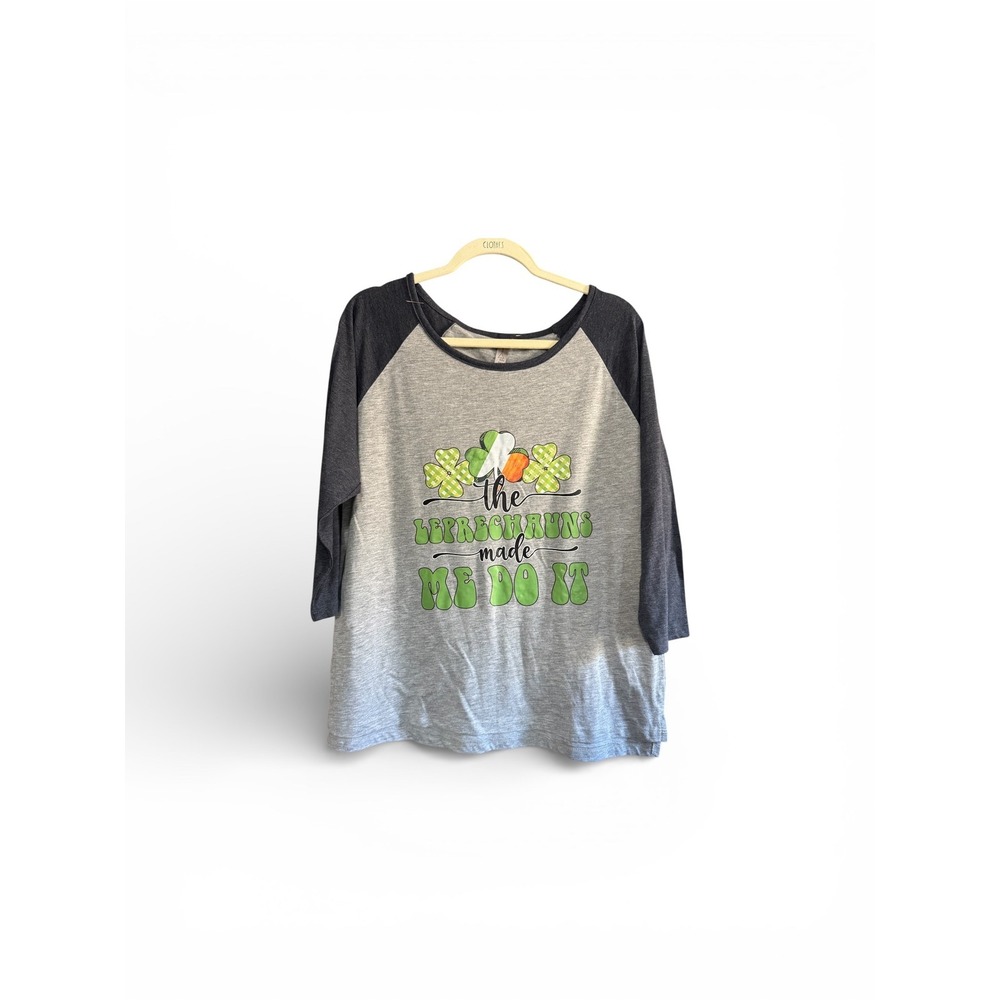Delta Apparel St Patricks Day Leprechauns Made Me Do It Baseball Tee Gray 2XL